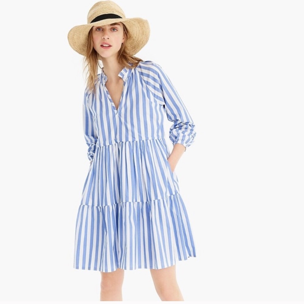 Tiered stripe popover dress